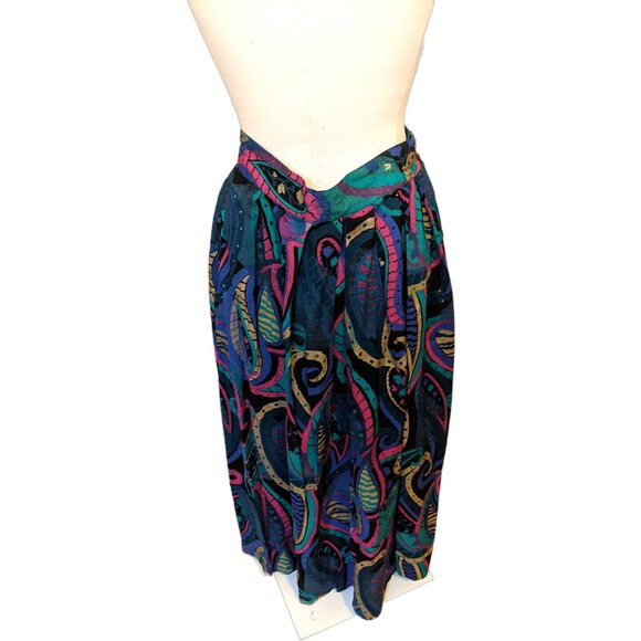 Vintage 80s High Waist Paisley Forest Fairy Whimsygoth Maxi Skirt Retro Sz 12 - Picture 8 of 10